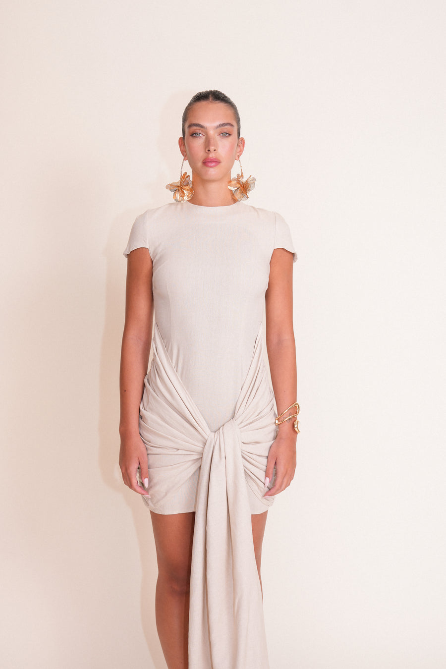 SERENA linen draped dress Allon Paris SERENA linen draped dress Allon Paris